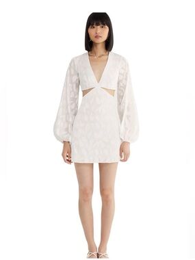 Rumer White Cutout Mini Dress with Balloon Sleeves
